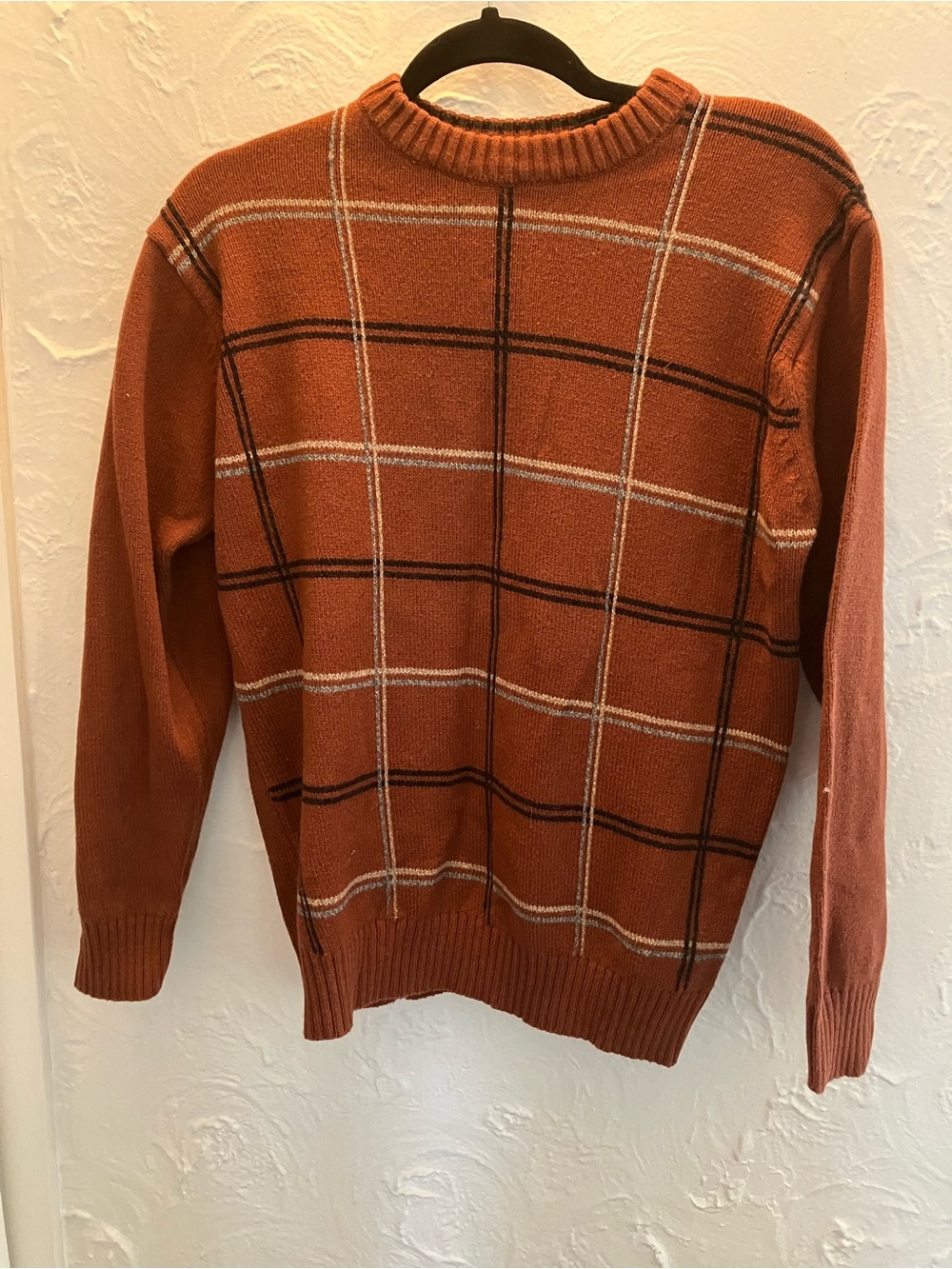 Haggar Orange Plaid Crewneck Sweater